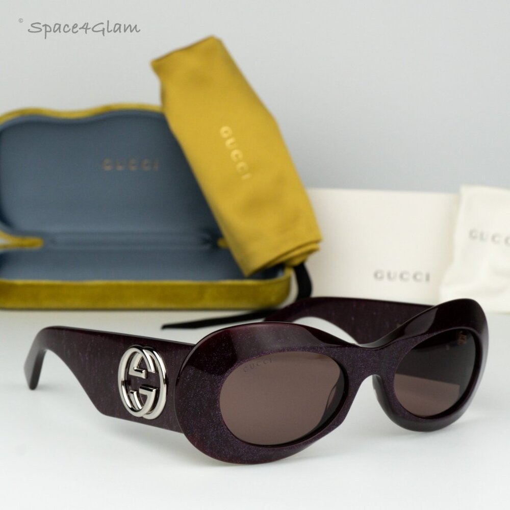 BRAND NEW Gucci GG1696S 003 Violet Women Oval Sunglasses GG 1696S